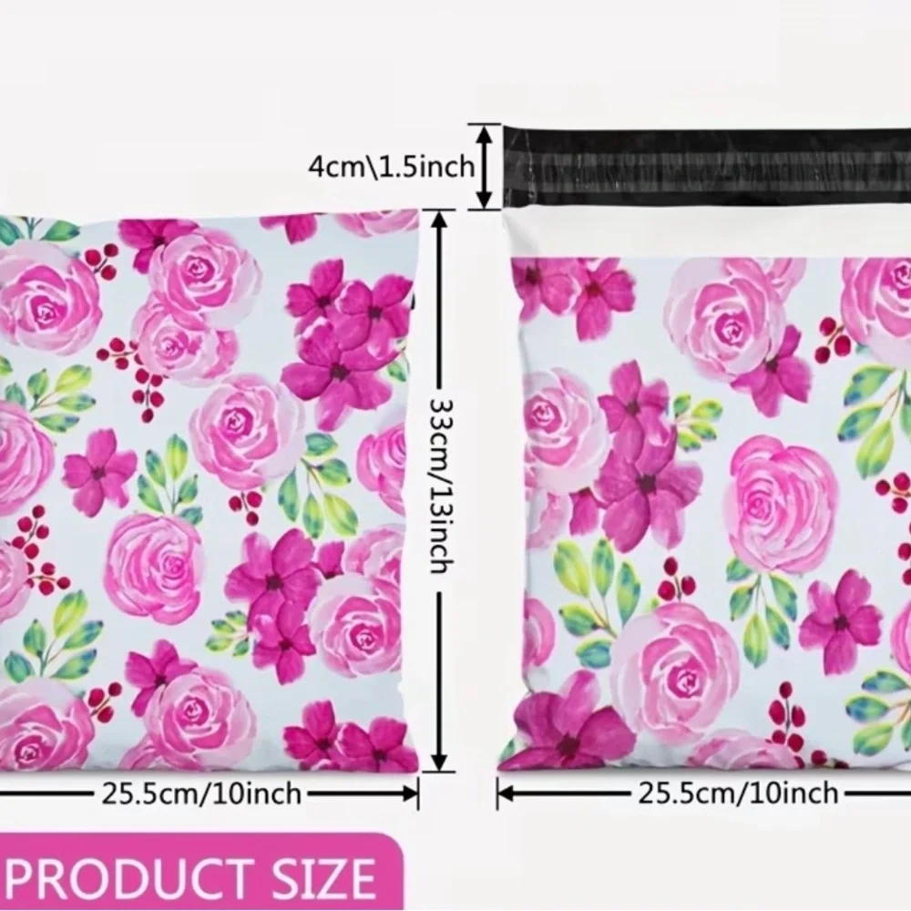 10 (14.5” x 19”) Pink Floral Poly Mailers, Shipping Bags, Poly Bags